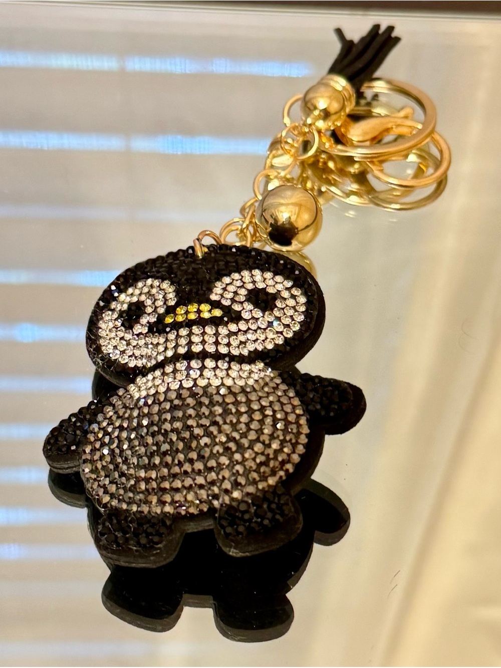 New Black Crystal Penguin Keychain
